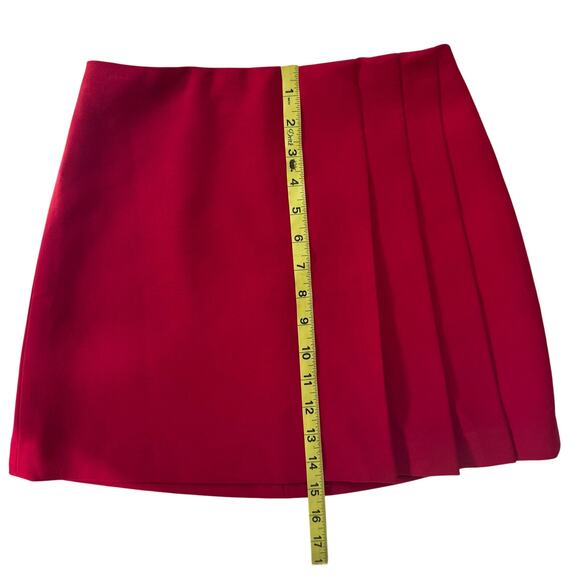 ALICE + OLIVIA Semira Pleated Red Mini Skirt Size 0 - Picture 12 of 13
